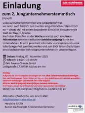 Anmeldung zum 2. Jungunternehmer-Stammtisch am 7. November 2025