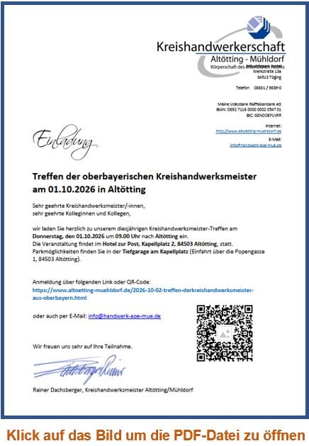 Einladung der Kreishandwerksmeister am 1. Oktober 2026
