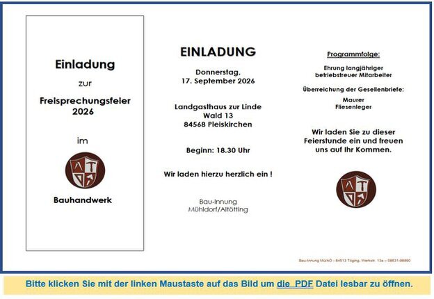 Freisprechungsfeier der Zimmer-Innung Mühldorf / Altötting