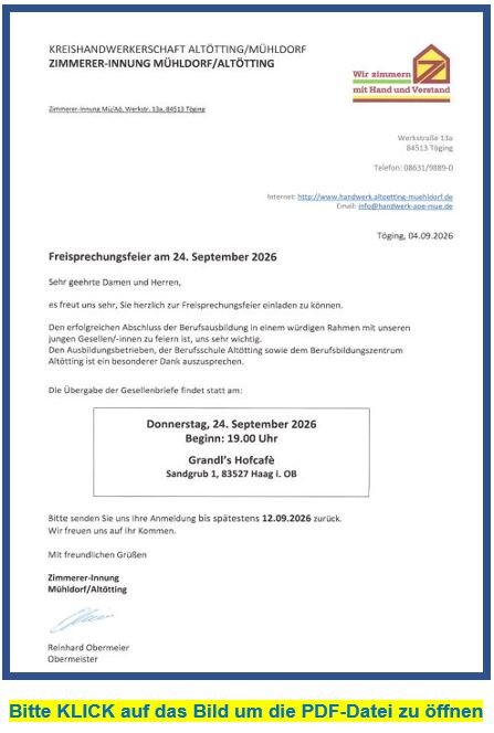 Freisprechungsfeier der Bau-Innung Mühldorf / Altötting